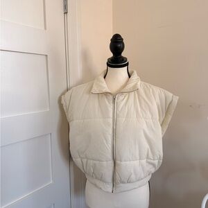 Papermoon Cream Cropped Puffer Vest